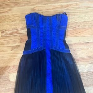 BCBG blue and black bustier cocktail dress